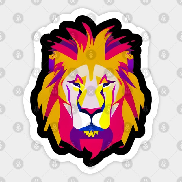 Yellow Bright Colorful Lion Animal Head Sticker by shanestillz